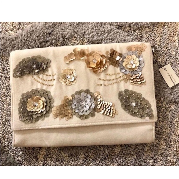🖤VINTAGE Francesca’s White Velvet Satchel/Clutch - Picture 4 of 4